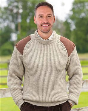 Natural Fishermans Rib Cardigan Mens